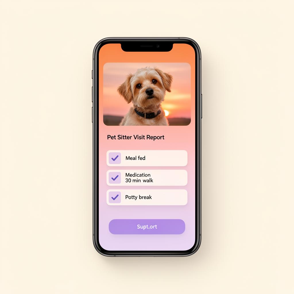 Visit report on a phone with checklist